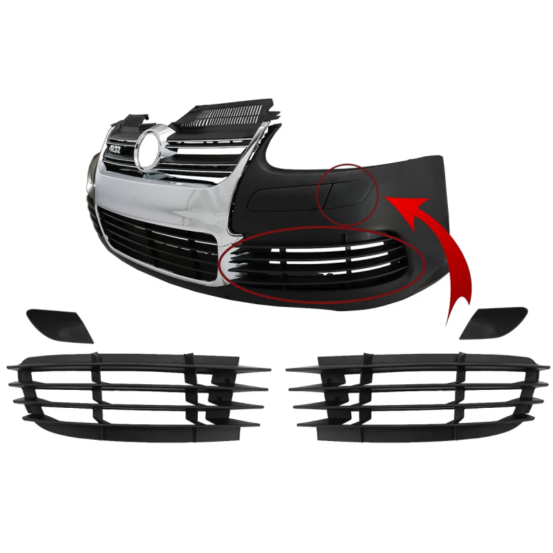 Paraurti anteriore Parts Side grills and Fari anteriori Washer Covers compatibile con VW Golf V 5 (2