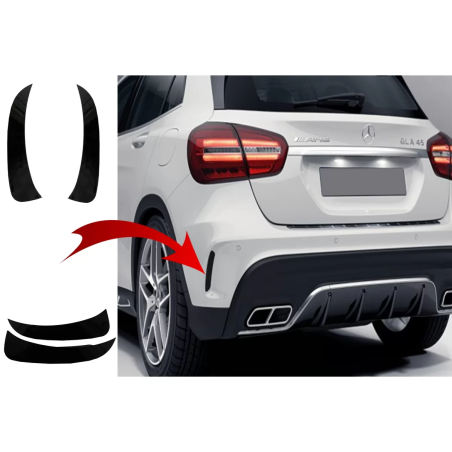 Paraurti posteriore Flaps Side Fins Flics compatibile con Mercedes GLA X156 GLA250 GLA45 (2014-in po
