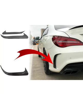 Paraurti posteriore Flaps Side Fins Flips compatibile con Mercedes CLA W117 (2014-2018) Carbon Editi