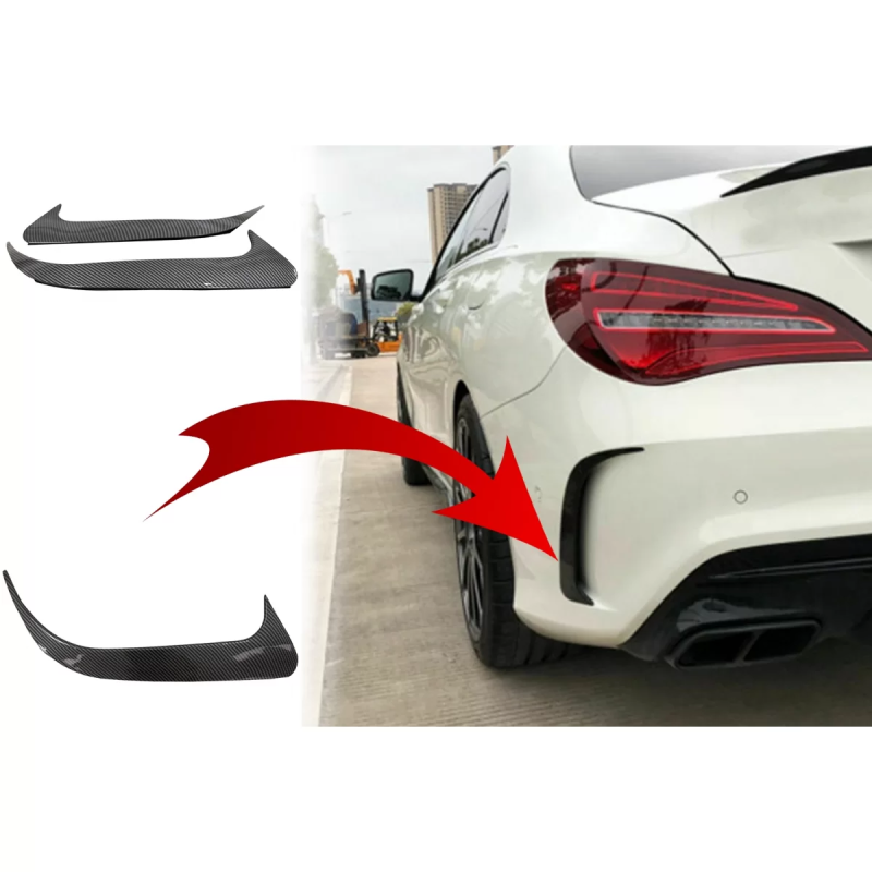 Paraurti posteriore Flaps Side Fins Flips compatibile con Mercedes CLA W117 (2014-2018) Carbon Editi