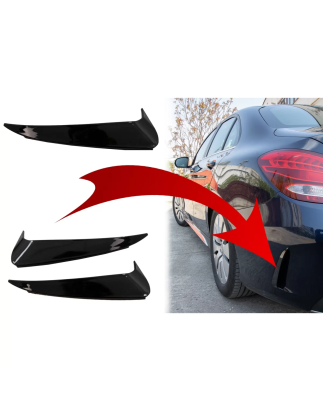 Paraurti posteriore Flaps Side Fins Flics compatibile con Mercedes C Classe W205 (2014-2020) nero lu