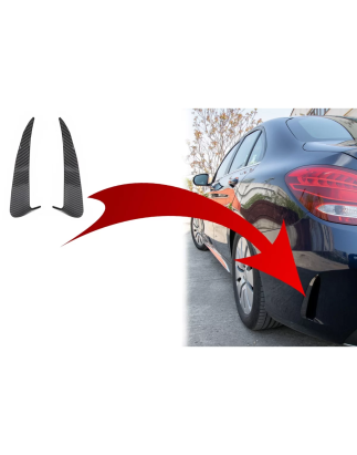 Paraurti posteriore Flaps Side Fins Flics compatibile con Mercedes C Classe W205 (2014-2020) Carbon 