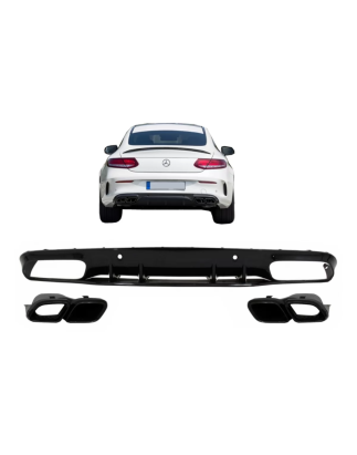 Paraurti posteriore Spoiler Diffusore compatibile con Mercedes C-Classe C205 A205 Cabrio (2014-2019)