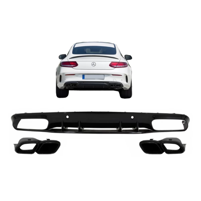 Paraurti posteriore Spoiler Diffusore compatibile con Mercedes C-Classe C205 A205 Cabrio (2014-2019)