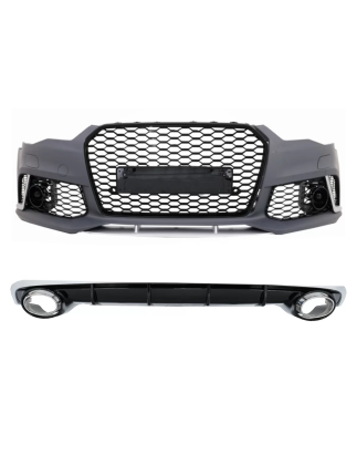 Paraurti anteriore compatibile con Audi A6 4G Facelift (2015-2018) and Paraurti posteriore Spoiler D
