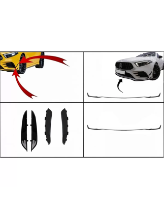 Paraurti anteriore Flaps Side Fins Flacs compatibile con Mercedes A Classe W177 V177 (04.2018-2022) 