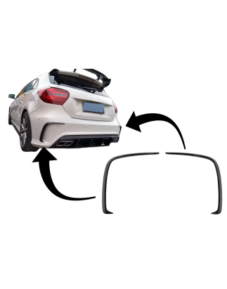 Paraurti posteriore Flaps Flics Side Fins compatibile con Mercedes A-Classe W176 (2012-2018) nero lu