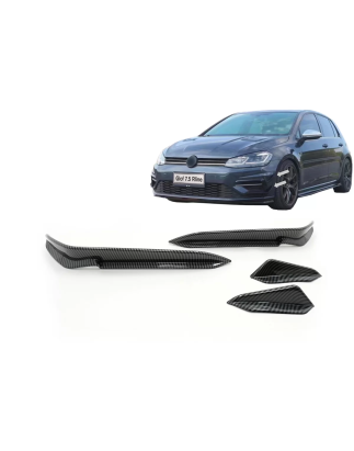 Paraurti anteriore Side Fins Flaps compatibile con VW Golf 7.5 5G R Hatchback (2017-2020) look carbo