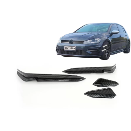Paraurti anteriore Side Fins Flaps compatibile con VW Golf 7.5 5G R Hatchback (2017-2020) look carbo