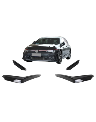 Paraurti anteriore Side Fins Flaps compatibile con VW Golf 8 Mk8 MQB GTI / R-Line (2020-in poi) nero