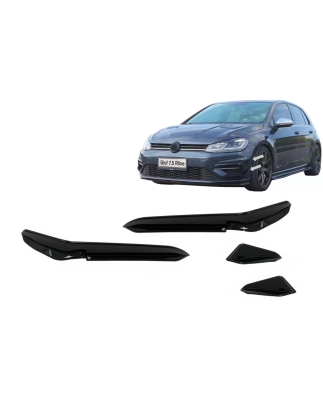 Paraurti anteriore Side Fins Flaps compatibile con VW Golf 7.5 5G R Hatchback (2017-2020) nero lucid