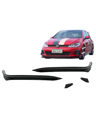 Paraurti anteriore Side Fins Flaps compatibile con VW Golf 7.5 GTI 5G Hatchback (2017-2020) nero luc