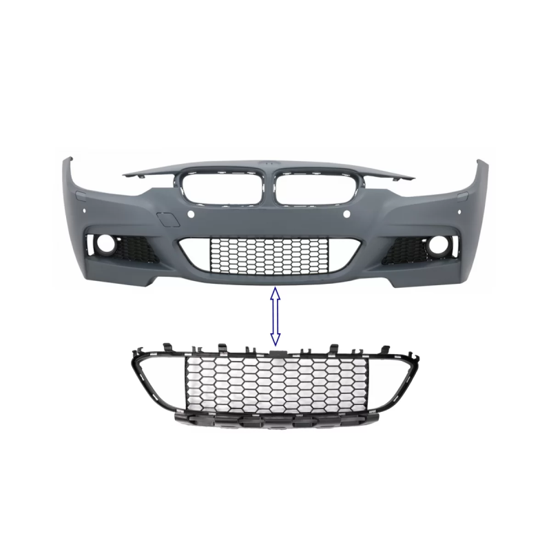 Paraurti anteriore Central Lower Grille compatibile con BMW 3 Serie F30 F31 M-Tech (2011-2019) (Cod.
