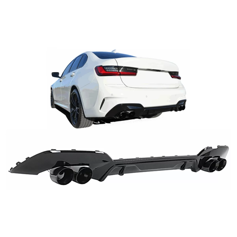 Paraurti posteriore Diffusore con Terminali di scarico compatibile con BMW 3 Serie G20 G28 Berlina G