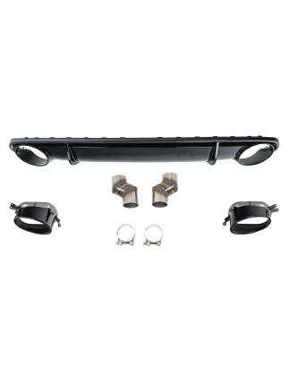 Paraurti posteriore Spoiler Diffusore con Terminali di scarico compatibile con Audi A4 B8 Berlina Av