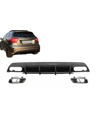 Paraurti posteriore Spoiler Diffusore con Terminali di scarico compatibile con Mercedes A-Classe W17