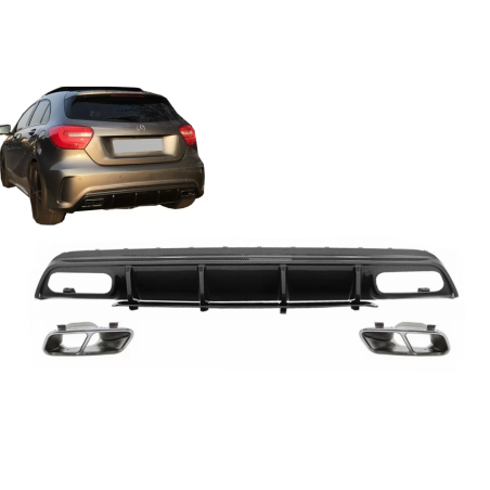 Paraurti posteriore Spoiler Diffusore con Terminali di scarico compatibile con Mercedes A-Classe W17