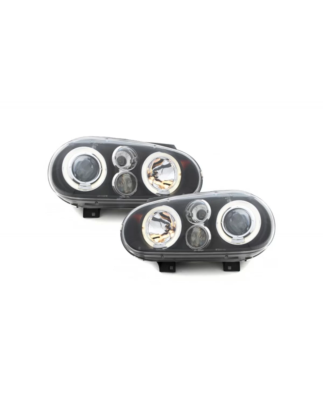 Fari anteriori compatibile con VW Golf IV 4 (09.1997-09.2003) Angel Eyes con 2 anelli Halo nero (Cod