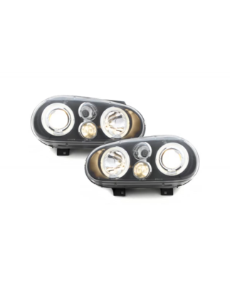 Fari anteriori compatibile con VW Golf IV 4 (09.1997-09.2003) Angel Eyes con 2 anelli Halo nero (Cod