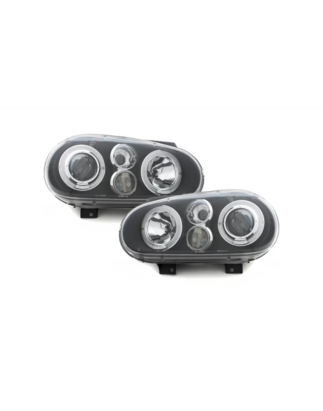 Fari anteriori compatibile con VW Golf IV 4 (09.1997-09.2003) Angel Eyes con 2 anelli Halo nero (Cod