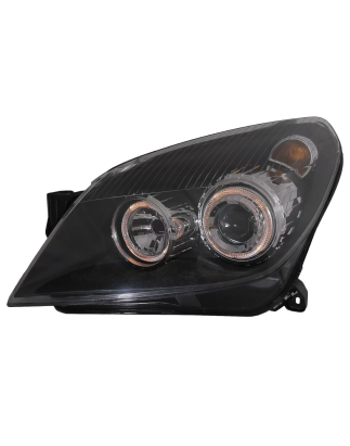 Fari anteriori compatibile con Opel Astra H (03.2004-2009) Angel Eyes con 2 anelli Halo nero (Cod. K