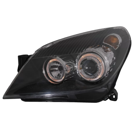 Fari anteriori compatibile con Opel Astra H (03.2004-2009) Angel Eyes con 2 anelli Halo nero (Cod. K