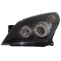 Fari anteriori compatibile con Opel Astra H (03.2004-2009) Angel Eyes con 2 anelli Halo nero (Cod. K
