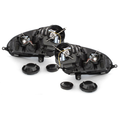 Fari anteriori DEPO compatibile con VW Golf V 5 (2003-2009) Jetta (2003-2009) GTI look nero LHD (Cod