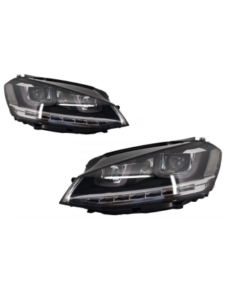 Fari anteriori 3D LED DRL compatibile con VW Golf 7 VII (2012-2017) Silver R-Line LED Flowing Dynami
