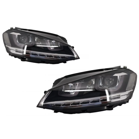 Fari anteriori 3D LED DRL compatibile con VW Golf 7 VII (2012-2017) Silver R-Line LED Flowing Dynami