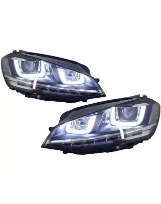 Fari anteriori 3D LED DRL compatibile con VW Golf 7 VII (2012-2017) Silver R-Line LED Flowing Dynami