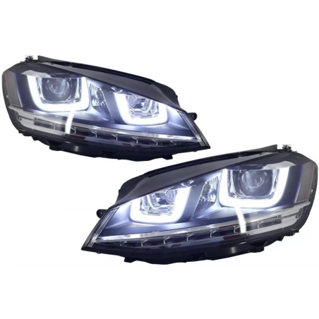 Fari anteriori 3D LED DRL compatibile con VW Golf 7 VII (2012-2017) Silver R-Line LED Flowing Dynami