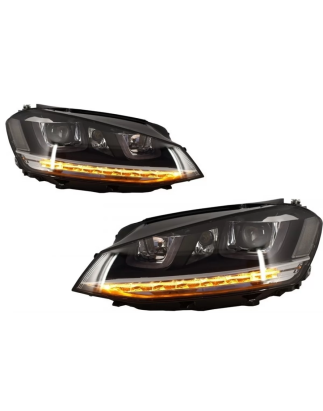 Fari anteriori 3D LED DRL compatibile con VW Golf 7 VII (2012-2017) Silver R-Line LED Flowing Dynami