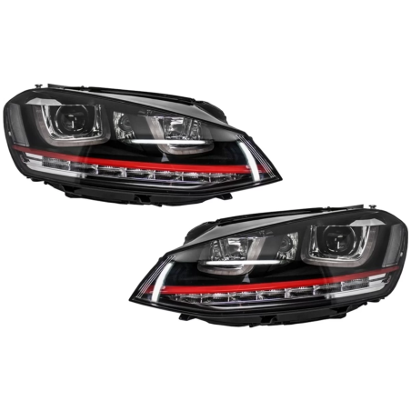 Fari anteriori 3D LED DRL compatibile con VW Golf 7 VII (2012-2017) RED R20 GTI look LED Flowing Tur