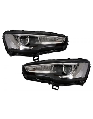Fari anteriori LED DRL compatibile con Mitsubishi Lancer (2007-2017) Dual Projector Dynamic Sequenti
