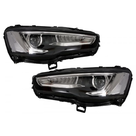 Fari anteriori LED DRL compatibile con Mitsubishi Lancer (2007-2017) Dual Projector Dynamic Sequenti