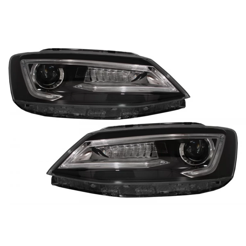 Fari anteriori LED DRL compatibile con VW Jetta Mk6 VI (2011-2017) Bi-Xenon design Dynamic Flowing S