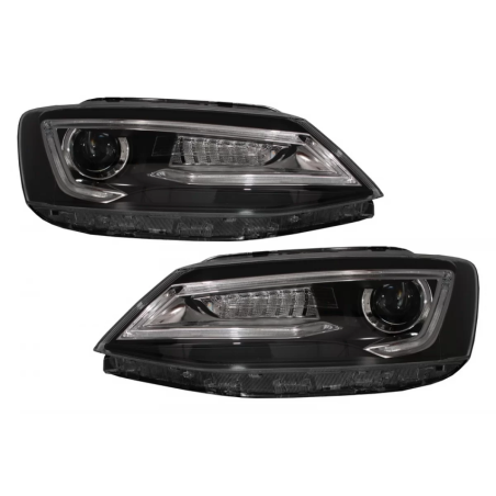 Fari anteriori LED DRL compatibile con VW Jetta Mk6 VI (2011-2017) Bi-Xenon design Dynamic Flowing S
