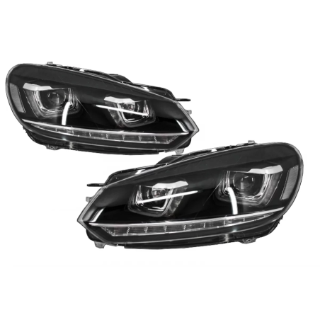 Fari anteriori compatibile con VW Golf 6 VI (2008-2013) Golf 7 3D LED DRL U-design LED Flowing Turni
