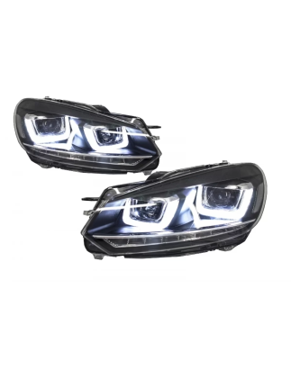 Fari anteriori compatibile con VW Golf 6 VI (2008-2013) Golf 7 3D LED DRL U-design LED Flowing Turni
