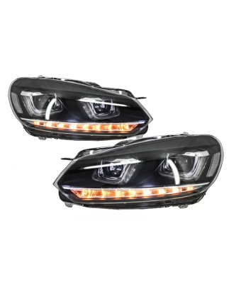 Fari anteriori compatibile con VW Golf 6 VI (2008-2013) Golf 7 3D LED DRL U-design LED Flowing Turni