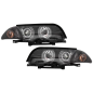Fari anteriori LED Angel Eyes compatibile con BMW E46 Berlina Touring (1998-2001) nero (Cod. K-HLBME