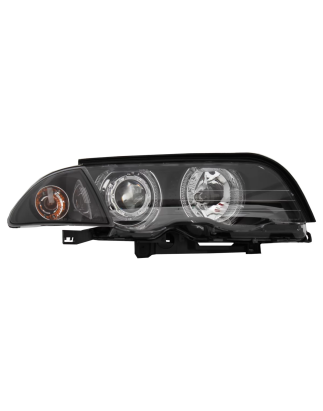 Fari anteriori LED Angel Eyes compatibile con BMW E46 Berlina Touring (1998-2001) nero (Cod. K-HLBME