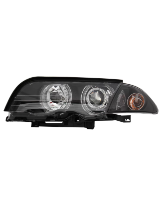 Fari anteriori LED Angel Eyes compatibile con BMW E46 Berlina Touring (1998-2001) nero (Cod. K-HLBME
