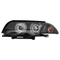 Fari anteriori LED Angel Eyes compatibile con BMW E46 Berlina Touring (1998-2001) nero (Cod. K-HLBME