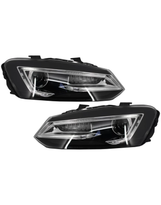 Fari anteriori LED XENON HID compatibile con VW Polo 6R 6C 61 (2011-2017) Light Bar Devil Eye look (