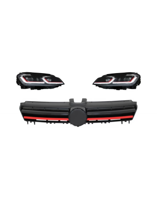 Fari anteriori LED Sequential Dynamic Turn Light con Grille compatibile con VW Golf 7 VII (2013-2017