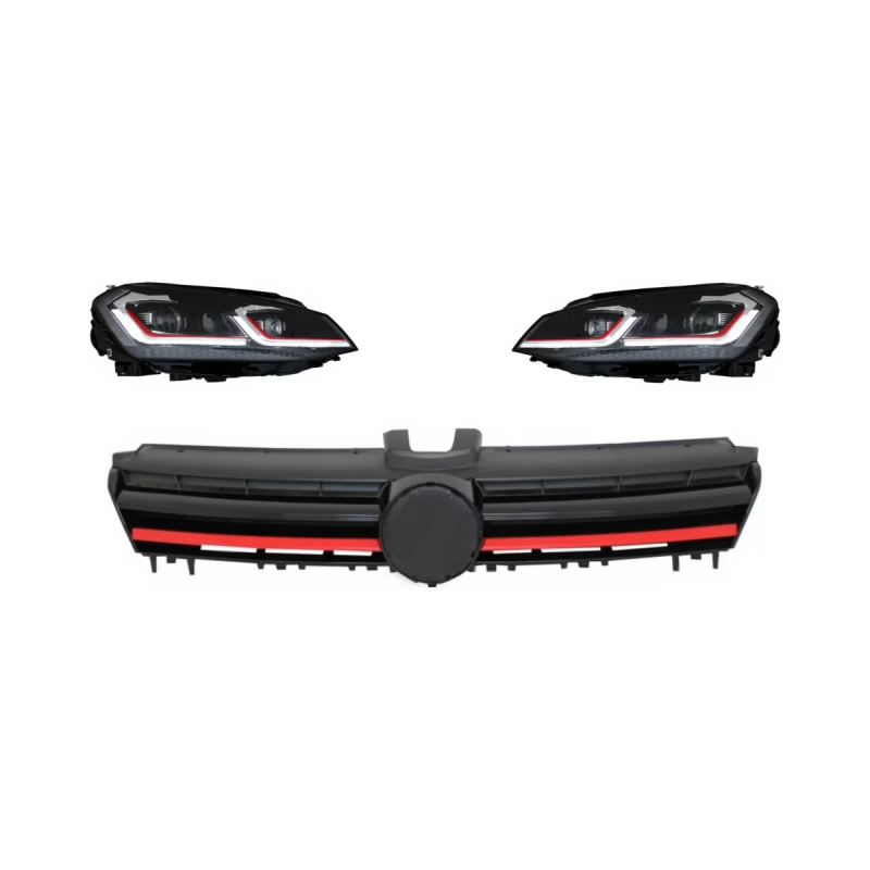 Fari anteriori LED Sequential Dynamic Turn Light con Grille compatibile con VW Golf 7 VII (2013-2017