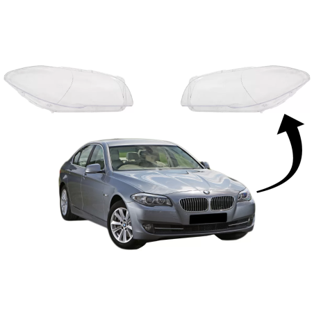 Fari anteriori Lens Glasses compatibile con BMW 5 Serie F10 F11 F18 (2010-2017) trasparente Glass Op