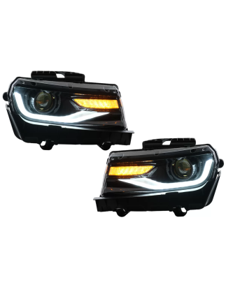 Fari anteriori LED DRL compatibile con Chevrolet Camaro Mk5 Facelift (2014-2015) Sequential Amber Dy